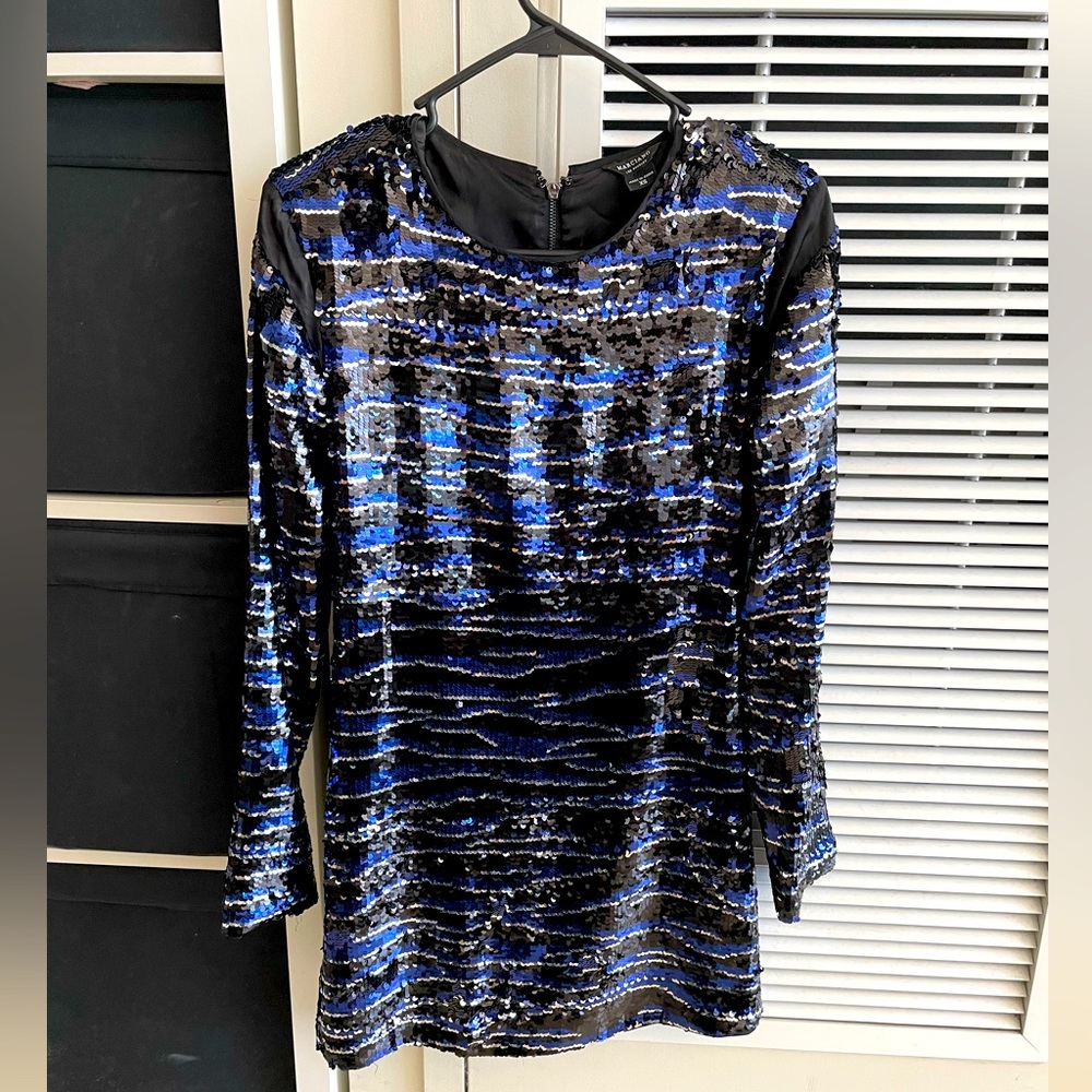 Marciano Sequin Mini Dress - Blue, Silver, Black XS